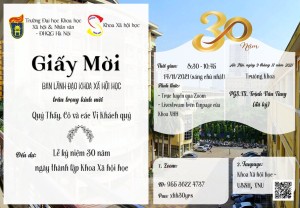 Giấy mời tới dự Lễ kỷ niệm 30 năm ngày thành lập Khoa Xã hội học