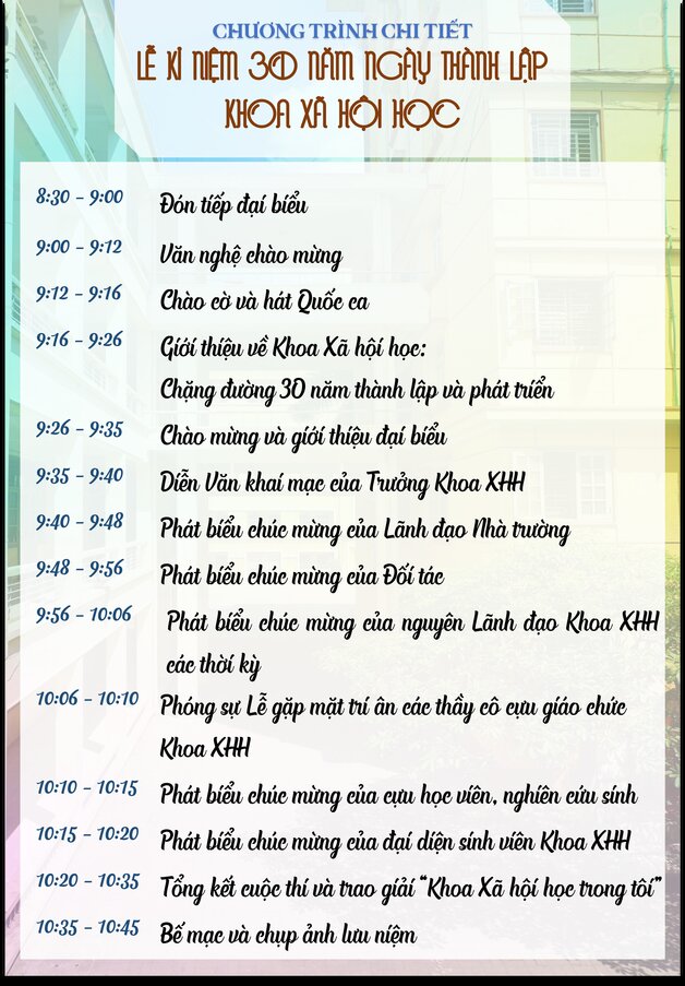 Chuong trinh chi tiet le ky niem 30 nam